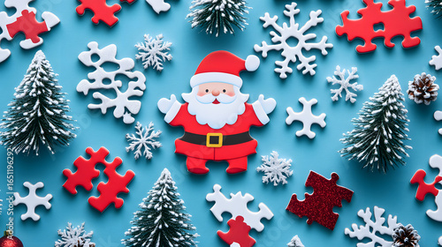 Jigsaw Puzzle Featuring Santa Claus Amidst Christmas Trees