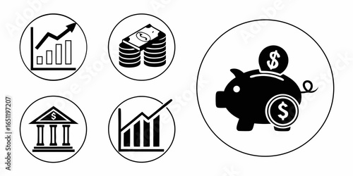 Financial icons isolated on white background