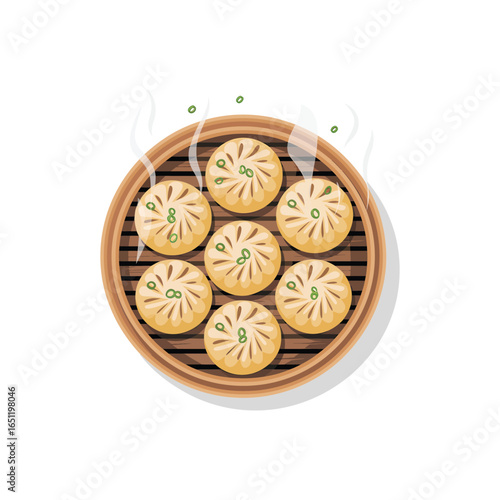 Steaming Delicious Dumplings A Culinary Illustration of Savory Delights and Asian Food