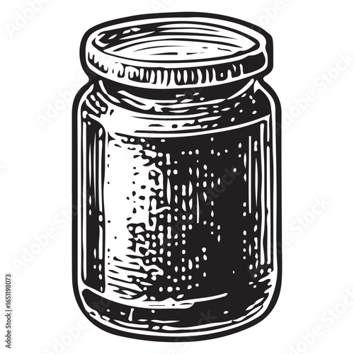 Glass jar preserved food hand-drawn vintage sketch