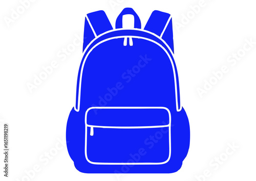 Black silhouette of a backpack on white background for travel and school concept
