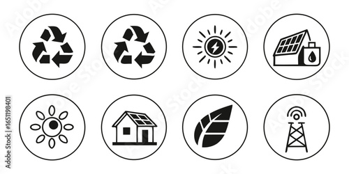 Eco friendly icons isolated on white background