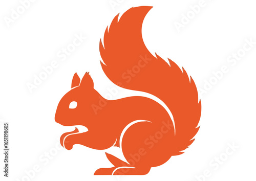 Stylized squirrel silhouette in orange, representing nature and wildlife
