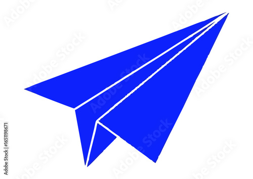 Blue paper airplane in a minimalist design, representing creativity and flight