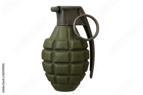 Fragmentation grenade with transparent background is showing military power
