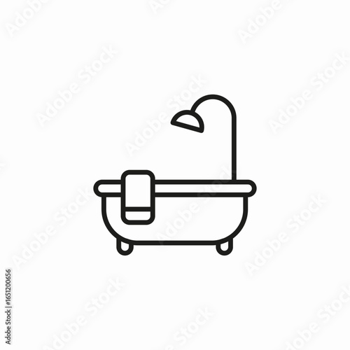 bathroom bathtube shower towel  icon sign vector