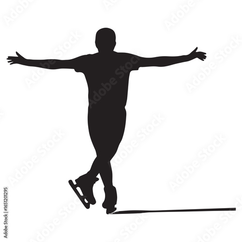 Silhouette of a figure skater performing a graceful pose on ice