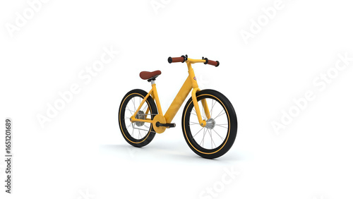 A sleek  modern yellow bicycle with brown accents  perfect for everyday adventures and urban commuting  showcased on a clean white background.