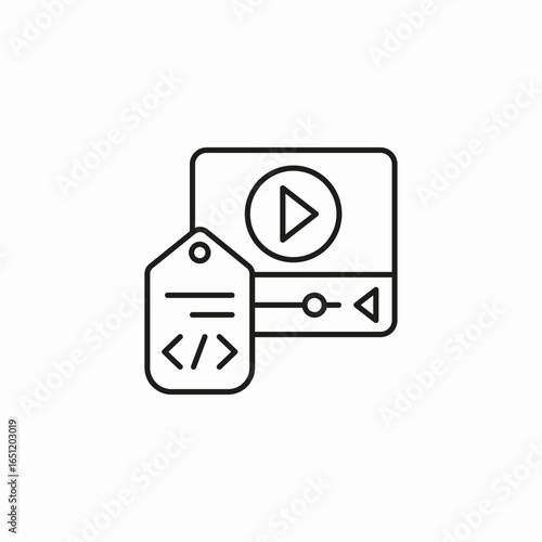 video embed code icon sign vector