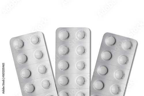 複数枚並んだ未開封の白い錠剤シート