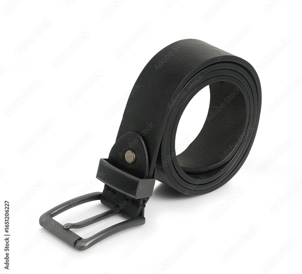 Obraz premium new black leather belt isolated