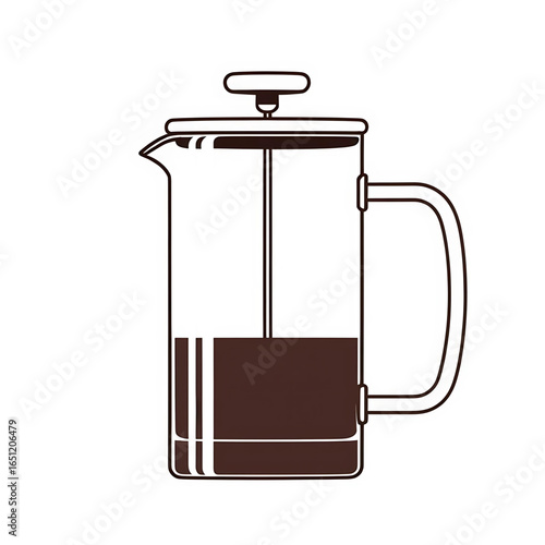 French press coffee brewing, fresh aroma and flavor, morning ritual, cafe style, rich dark roast.