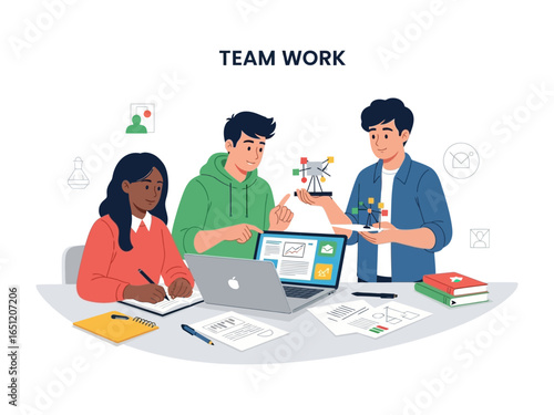 Collaboration in Design: A focused team engages in collaborative design, sharing ideas and refining concepts, their animated energy promising innovation and synergy.
