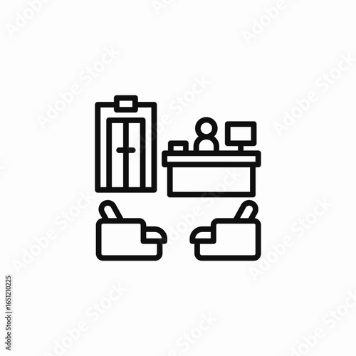 hotel lobby reception icon sign vector