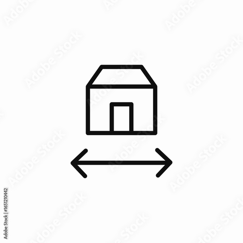 house width measurement icon sign vector
