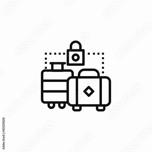 luggage security lock icon sign vector