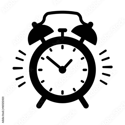 Alarm clock ringing in black silhouette