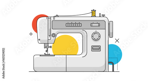 Modern electric sewing machine for home use and crafting projects