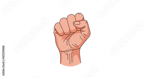 Human hand making a tight fist showing strength determination and resistance