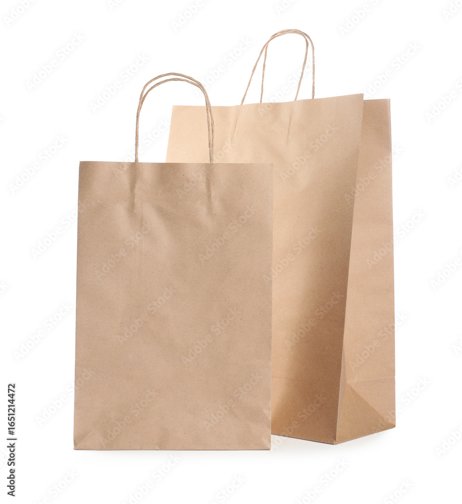 Two kraft paper bags isolated on white Two kraft paper bags isolated on white
