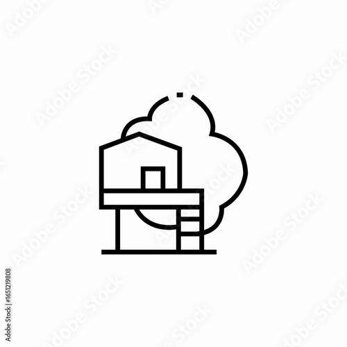 treehouse with a cloud icon sign vector