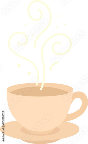 Soft pastel vector of a teacup with swirling glowing patterns floating above.