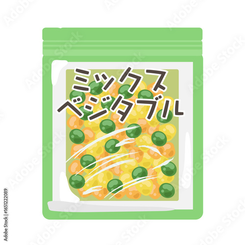 袋に入った冷凍ミックスベジタブル　イラスト