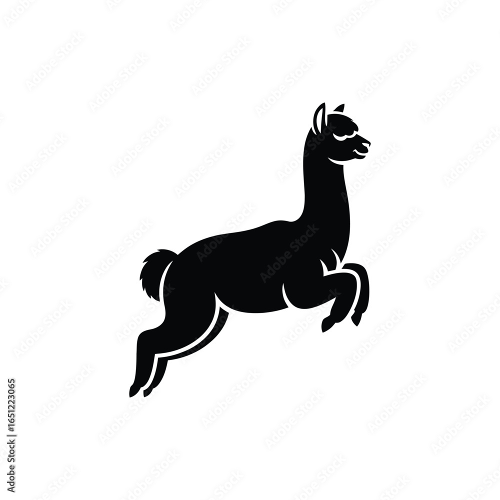 Fototapeta premium Jumpin silhouette of a Alpaca