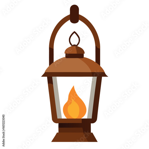 Rustic halloween lantern with flickering flame illustration