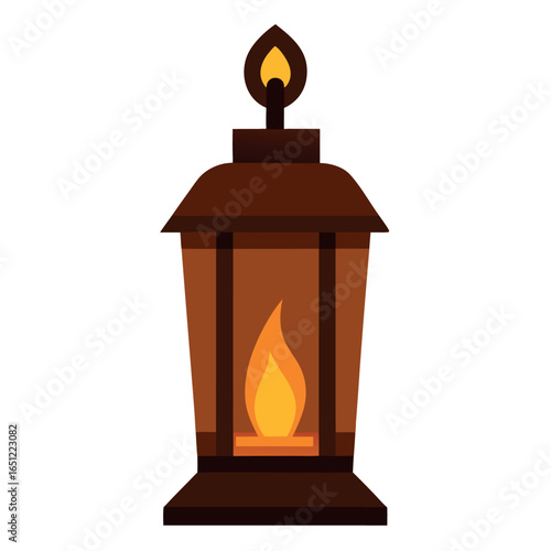 Rustic halloween lantern with flickering flame illustration