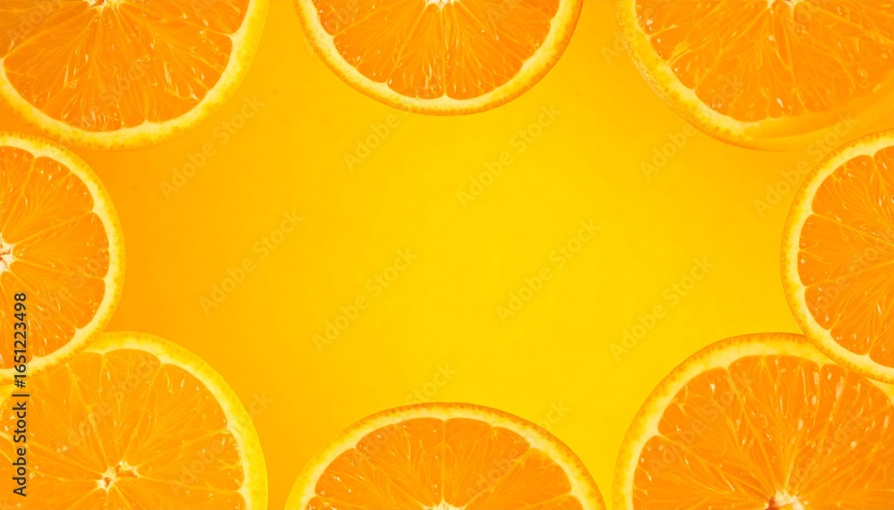 Fototapeta premium Slices of fresh orange fruit on color background 