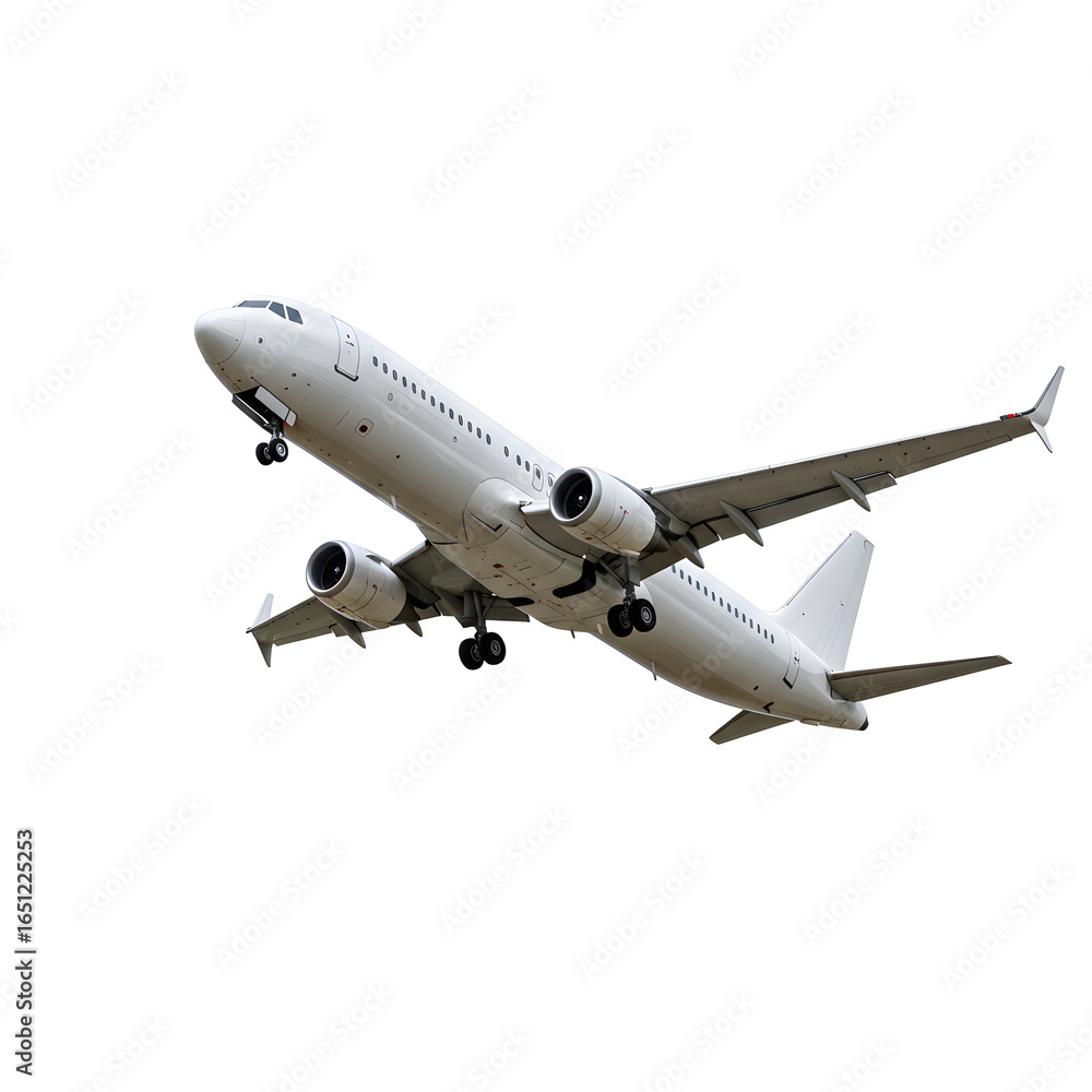 Obraz premium Passenger Airplane Flying Against Transparent Background for Transportation Concept