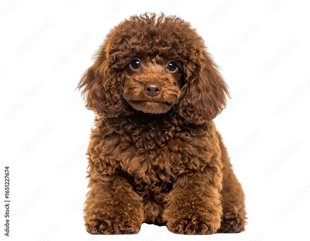Playful Poodle Puppy Sitting with Tilted Head, Transparent PNG Playful Poodle Puppy Sitting with Tilted Head, Transparent PNG