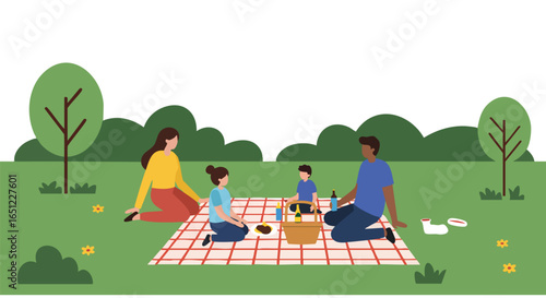 Family Having a Picnic Together on a Sunny Day