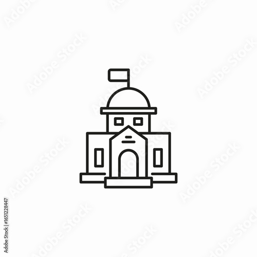 government building flag icon sign vector