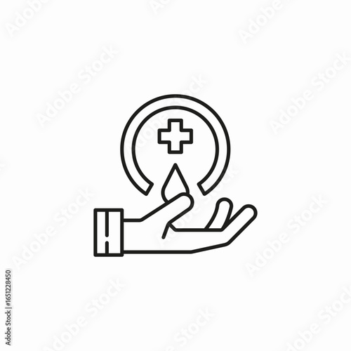 hand holding blood drop icon sign vector