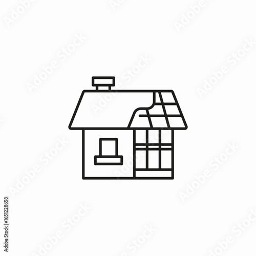 house roof damage icon sign vector