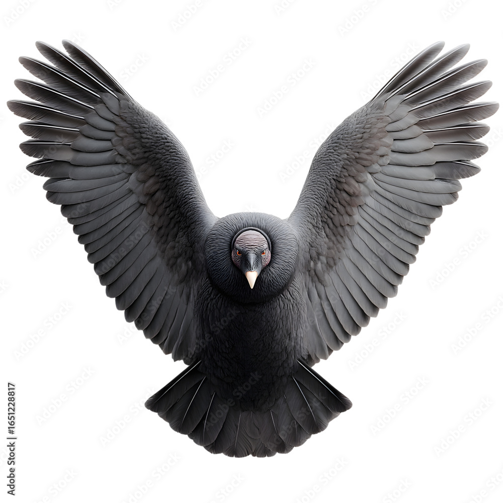 Naklejka premium Majestic Vulture in Flight with Outstretched Wings Overhead