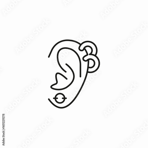 pierced ear stylized icon sign vector