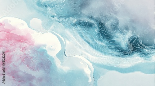 Floating crystal pulsating in ink-wash cosmos with holographic brainwave ripples synced to breath rhythm, minimalist space gradually revealing mindfulness affirmations for meditation apps