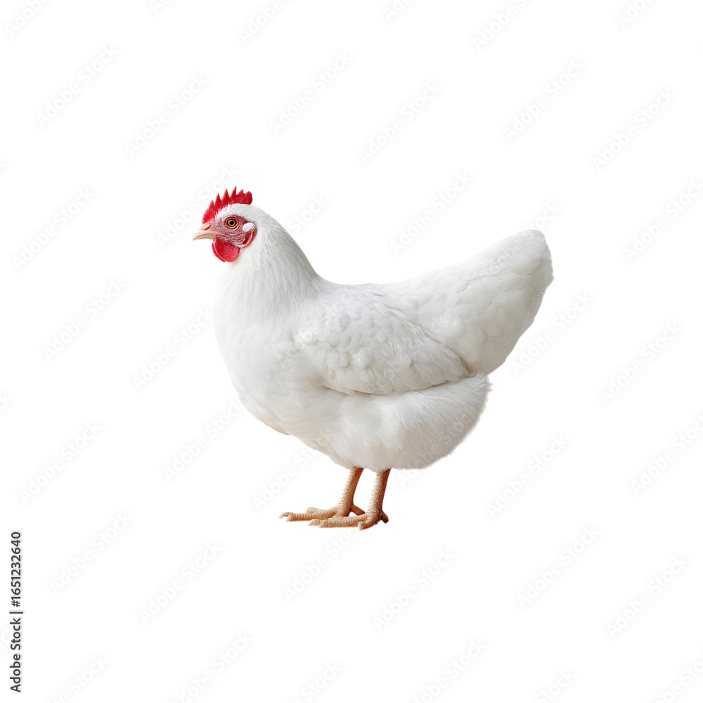 White Chicken Standing Gracefully on a White Background