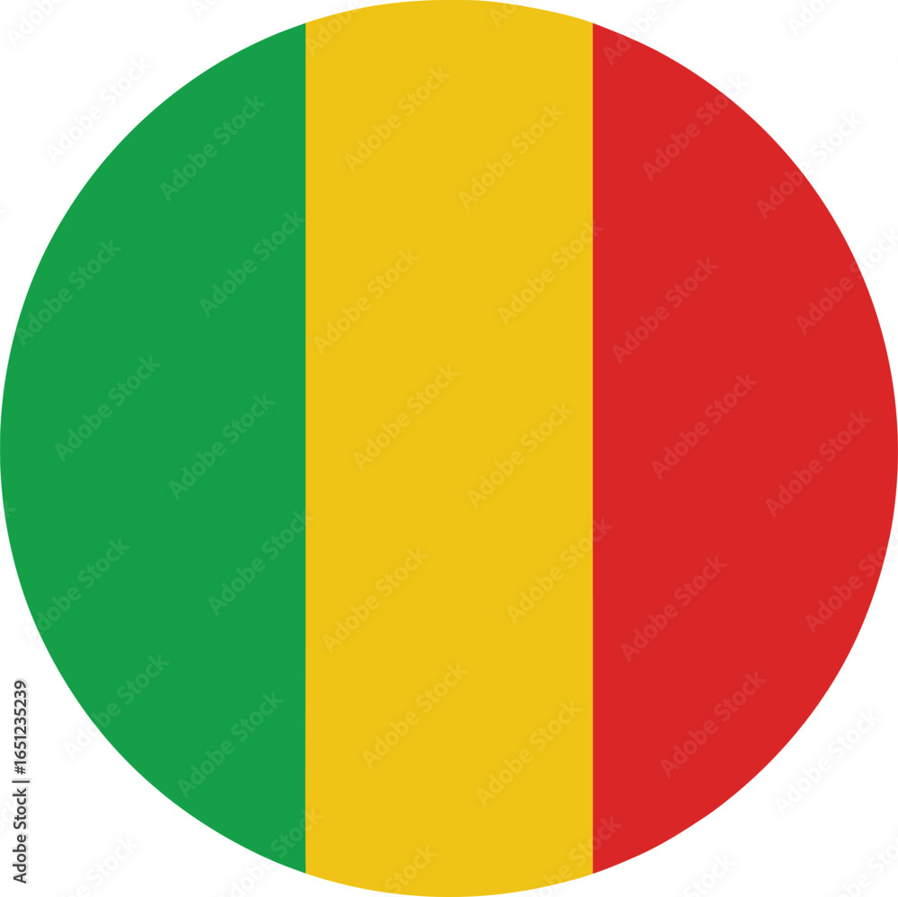 Fototapeta premium Mali national flag circular icon with vertical tricolor design