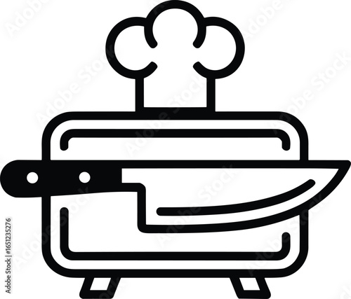 Chef hat and knife icon depicting cooking and culinary skills perfectly.