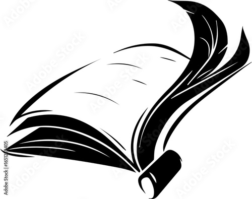 Open book with quill pen suggests writing stories literature and knowledge