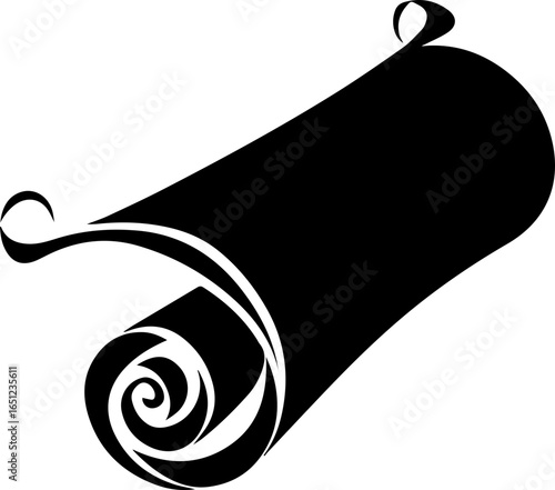 Elegant Black Scroll Unfurling with Decorative Curls and Swirls