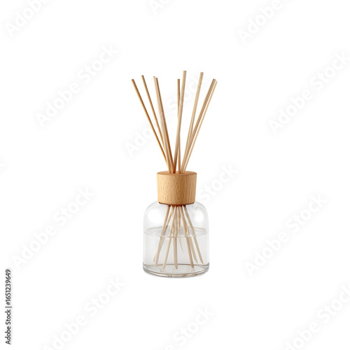 Elegant clear glass reed diffuser with wooden cap and natural reeds, perfect for creating a calming home ambiance and refreshing any space.