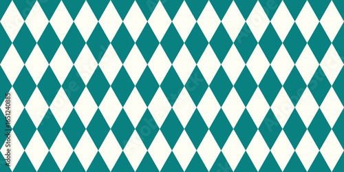 Stylish Teal and Ivory Christmas Rhombus Seamless Pattern with Plaid Texture Ideal for Modern Holiday Wrapping and Festive Decor