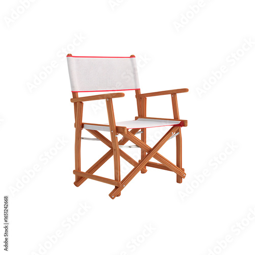 Classic director's chair, perfect for film sets, photo shoots, or adding a touch of vintage style to any space, creating a sense of movie magic.