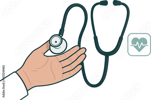 Medical stethoscope vector design: modern healthcare tool concept, green background