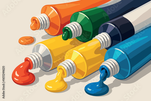 Vibrant paint tubes vector art – colorful, creative, artistic, abstract, beautiful design